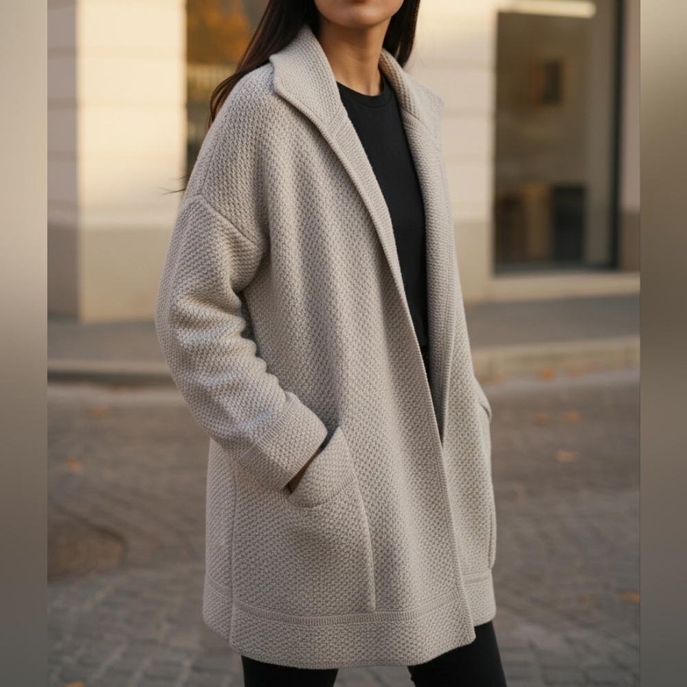 TSE cashmere old money minimalist knit open front mid length Cardigan